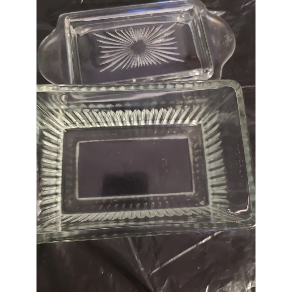 Vintage 2 Pcs Refrigerator Glass Butter Dish Keeper 7.5